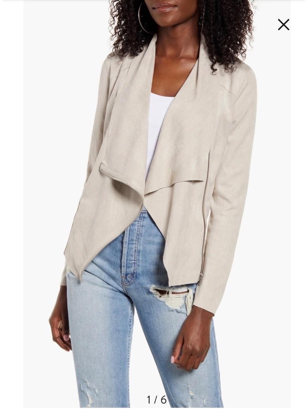 Blank NYC draped faux suede moto jacket in a tan color M. NWT